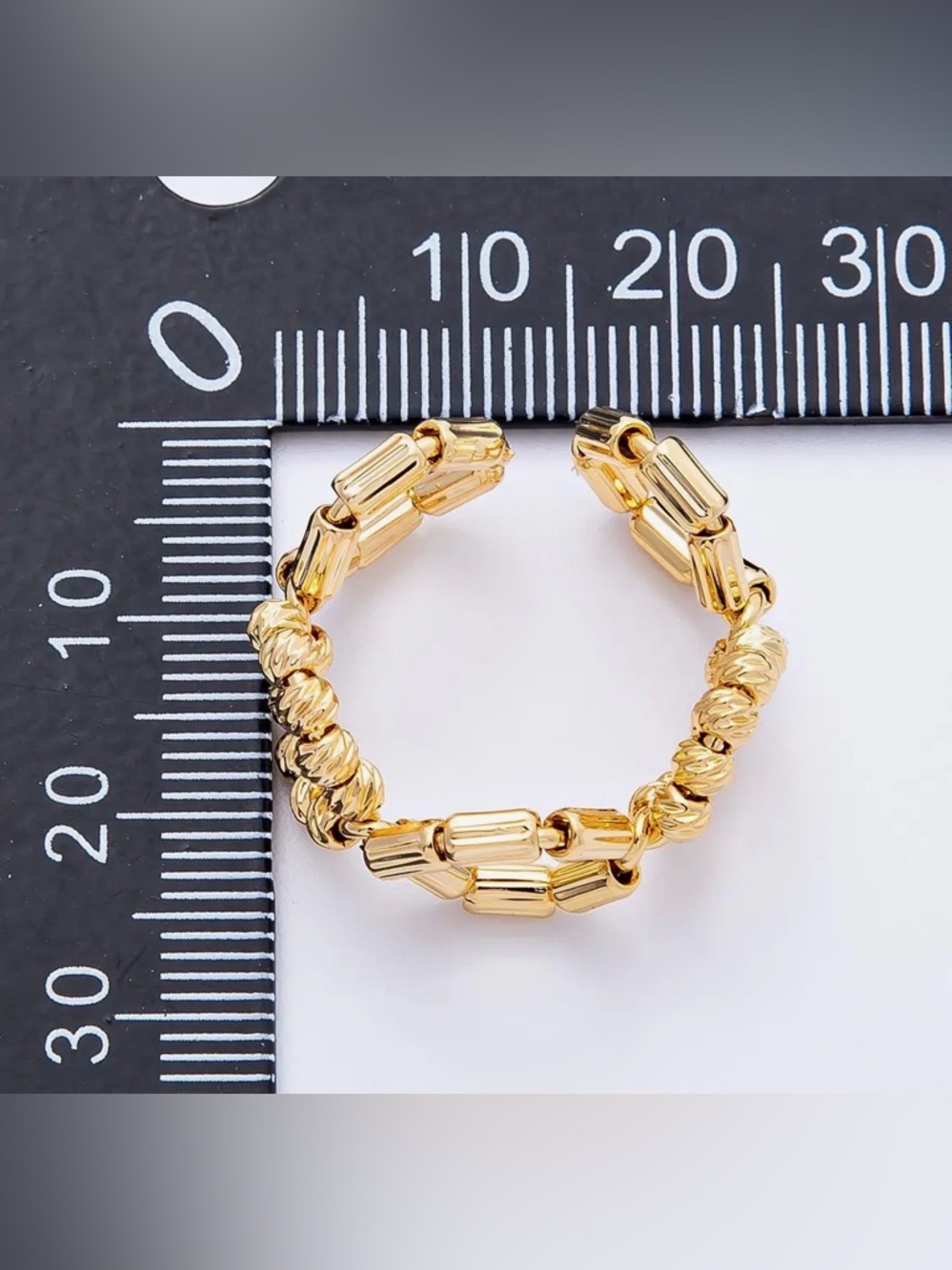 18K Gold Filled Open Textured
Geometric Hexagon Ring - Picture 3 of 4